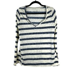 Free People We the Free Stripe Burnout Long Sleeve Lightweight Shirt Size Large